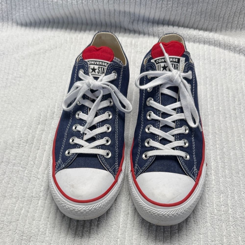 Converse Navy and Red Sneakers with Heart Detail
